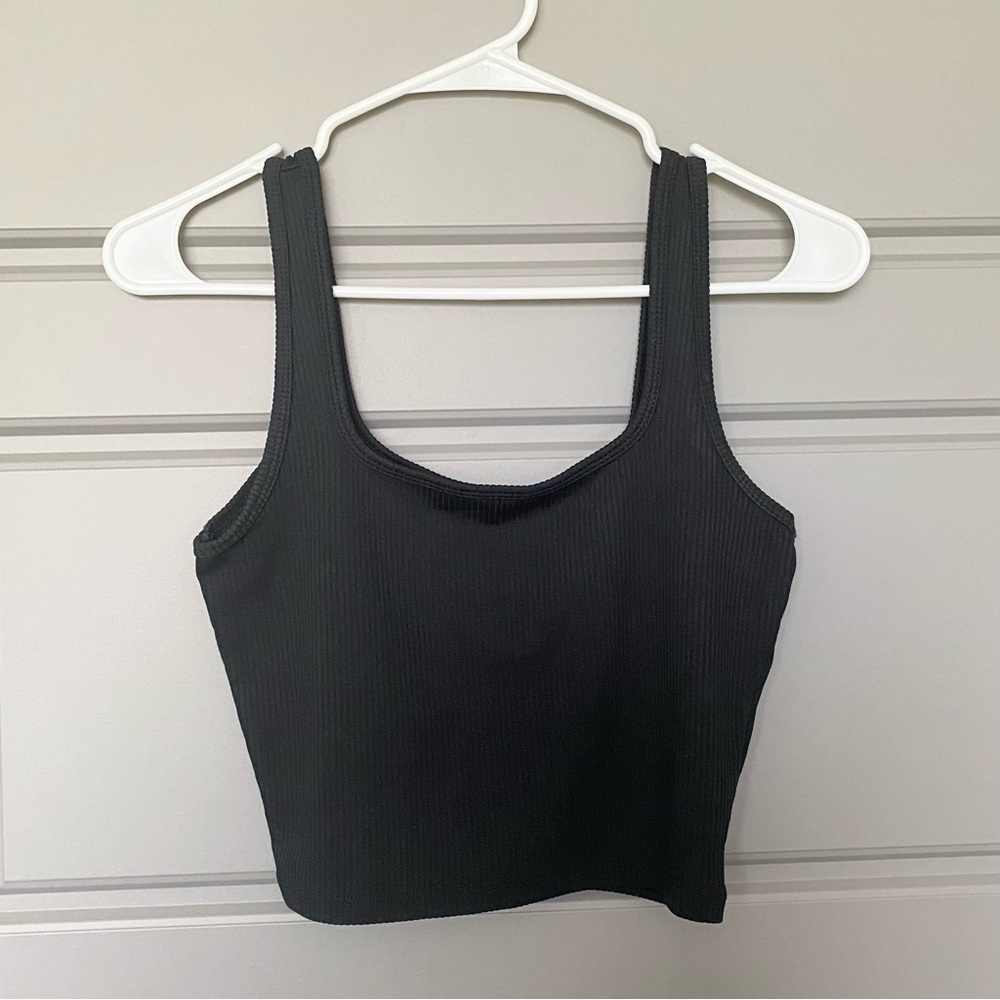 Hollister Black Ribbed Seamless Basic Crop Tank - Women’s Size Small